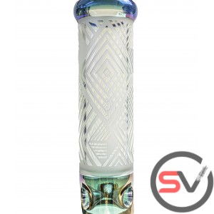 SANDBLASTED GEOMETRIC DESIGN WATER PIPE 13inch - RAINBOW
